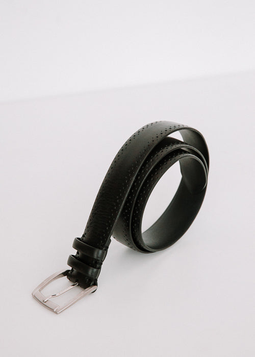 BLACK BROGUE Leather Belt