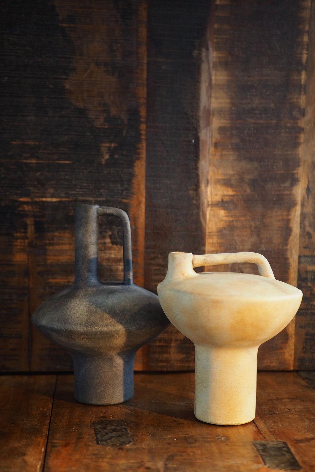 Mid-Century style Cream Vase with Handle